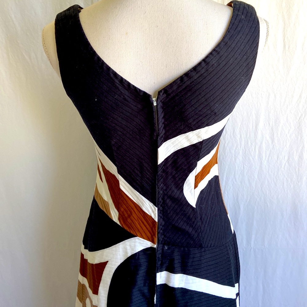 Vintage 1970s White & Brown Retro Maxi Dress Sz 10 - Picture 5 of 8